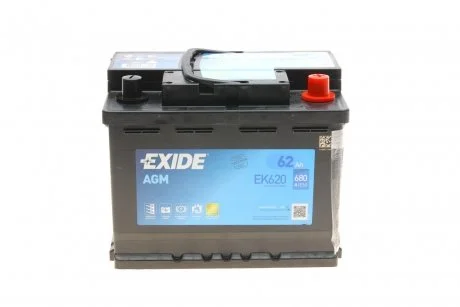 Акумулятор 62Ah-12v Exide AGM (242х175х190),R,EN680 EXIDE EK620