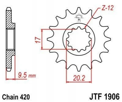 Передня зірка MOTO JT MOTO 10525414 (фото 1)