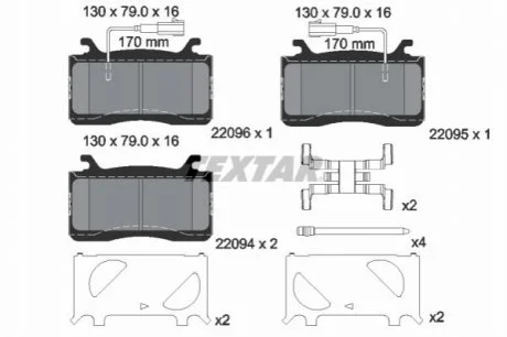 Комплект гальмівних колодок передн, ALFA ROMEO GIULIA, STELVIO 2.0/2.2D 10.15- TEXTAR 2209401