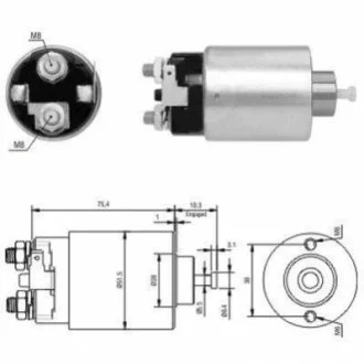 Соленоїд стартера HYUNDAI GALLOPER I, SONATA II, SONATA III, TERRACAN KIA SORENTO I MAZDA 3, RX-7 II MITSUBISHI 3000 GT, CARISMA, COLT II, GALANT VII, PAJERO I, PAJERO II 1.3-3.8 02.84- MEAT&DORIA 46178