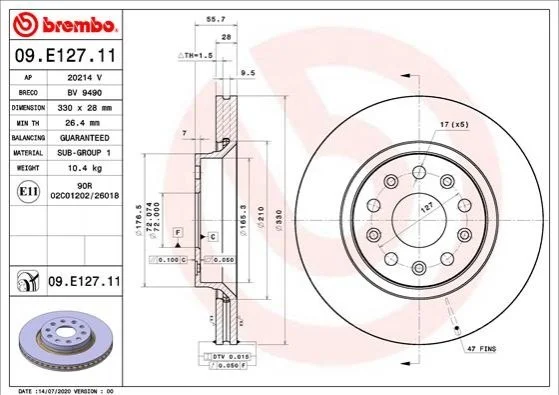 Автозапчасть BREMBO 09E12711 (фото 1)