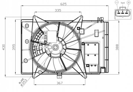 Вентилятор радіатора (з корпусом) MAZDA 2, 6, CX-3 1.5D/2.0/2.2D 12.12- NRF 47949