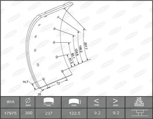 Гальмівні накладки задн (300x122. базовий) MERCEDES T2/LN1 04.86-12.94 BERAL KBL1735101561 (фото 1)