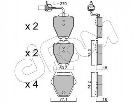 Гальмівні колодки пер. Audi A4 B5/A6 C5 97-/VW Phaeton 02- CIFAM 8227741