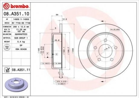 Гальмівний диск BREMBO 08A35111