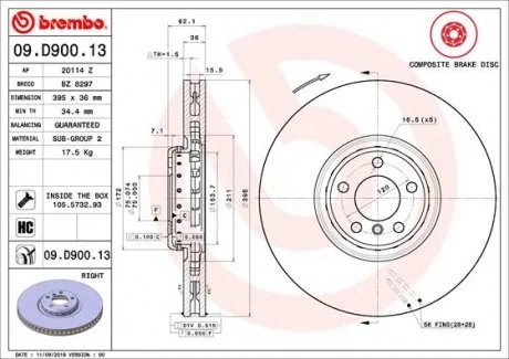 Гальмівний диск BREMBO 09D90013