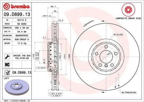 Гальмівний диск BREMBO 09D89913