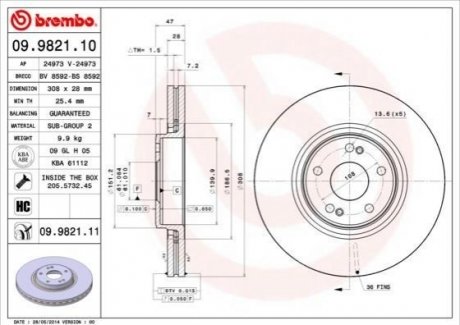 Гальмівний диск BREMBO 09982111