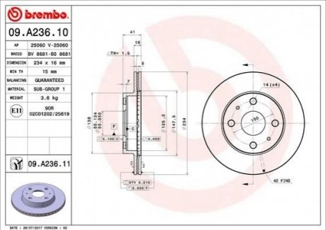 Гальмівний диск BREMBO 09A23611