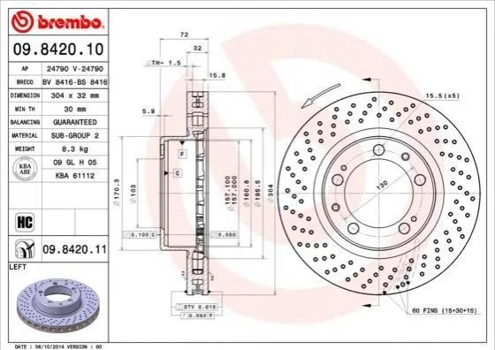 Автозапчасть BREMBO 09842011 (фото 1)