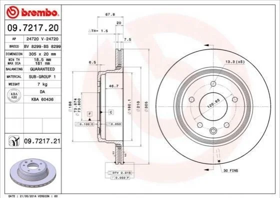 Гальмівний диск BREMBO 09721721 (фото 1)
