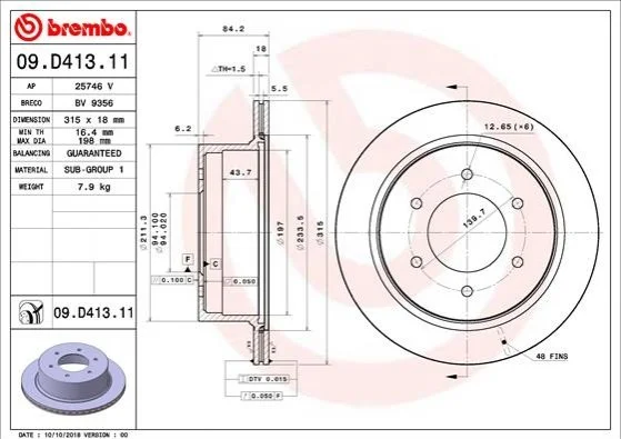 Автозапчасть BREMBO 09D41311 (фото 1)