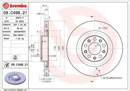 Гальмівний диск BREMBO 09C39313