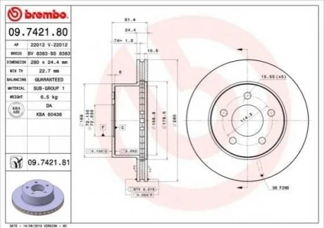 Гальмівний диск BREMBO 09742181