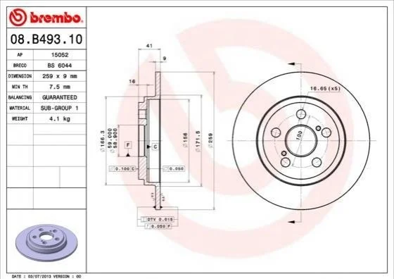 Гальмівний диск BREMBO 08B49310 (фото 1)