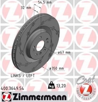 Диск гальмівний ZIMMERMANN 400364954