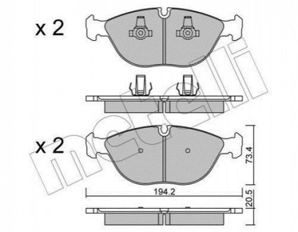 Комплект гальмівних колодок (дискових) METELLI 22-0828-0