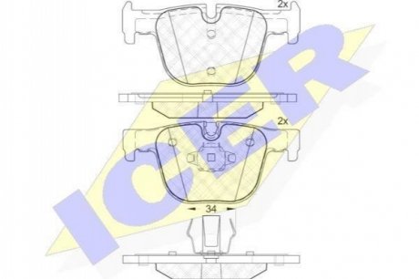 Комплект гальмівних колодок (дискових) ICER 182064