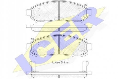 Комплект гальмівних колодок (дискових) ICER 182003-200