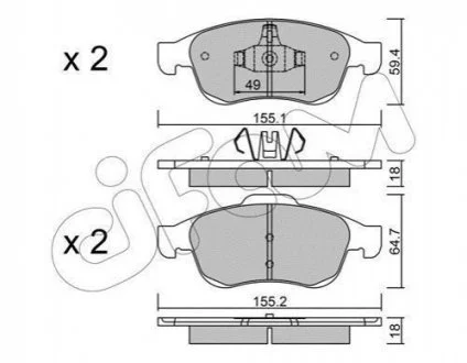Гальмівні колодки пер. Megane 09-/Duster 10-/Dokker 13- CIFAM 8228170
