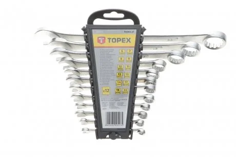 Гаечные ключи комбинированные, 6-22 мм, набор из 12 шт. TOPEX 35D375