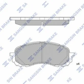 Комплект гальмівних накладок, дискове гальмо Hi-Q (SANGSIN) SP1629