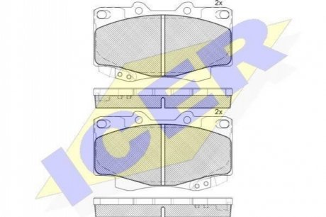 Гальмівні колодки, дискове гальмо (набір) ICER 181781