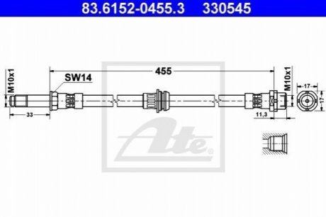 Фото 1 - шланг гальмівний ATE 83615204553 Шланг гальмівний ATE 83615204553 (фото 1)