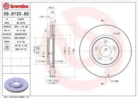 Гальмівний диск BREMBO 09913380