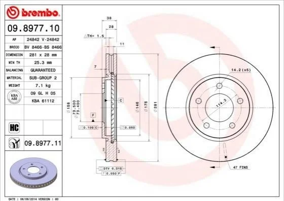 Гальмівний диск BREMBO 09897710 (фото 1)