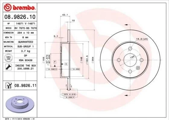 Гальмівний диск BREMBO 08982610 (фото 1)