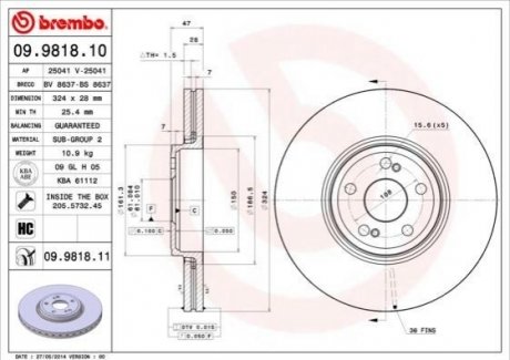 Гальмівний диск BREMBO 09981810