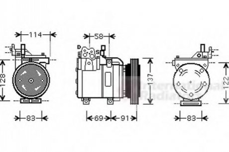 Компрессор кондиционера GETZ 14i/16i MT/AT 05-09 Van Wezel 8200K199