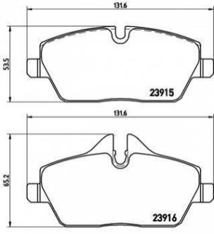 Гальмівні колодки, дискове гальмо (набір) BREMBO P06067 (фото 1)