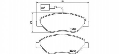 Гальмівні колодки, дискове гальмо (набір) BREMBO P23086 (фото 1)