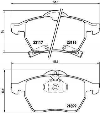 Гальмівні колодки, дискове гальмо (набір) BREMBO P59029 (фото 1)