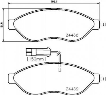 Гальмівні колодки, дискове гальмо (набір) BREMBO P61090 (фото 1)