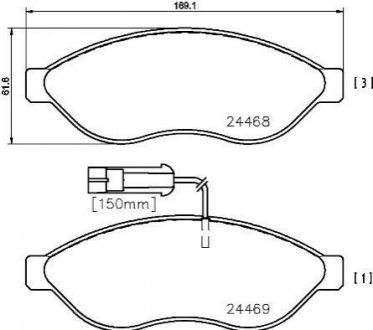 Гальмівні колодки, дискове гальмо (набір) BREMBO P61092 (фото 1)