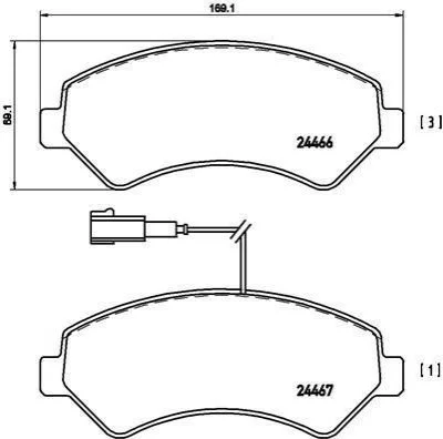 Гальмівні колодки, дискове гальмо (набір) BREMBO P61094 (фото 1)