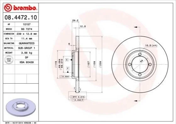 Гальмівний диск BREMBO 08447210 (фото 1)