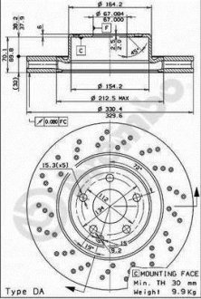 Гальмівний диск BREMBO 09796011 (фото 1)