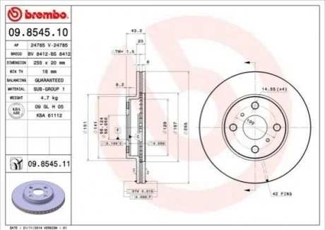 Гальмівний диск BREMBO 09854510