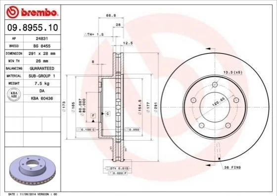Гальмівний диск BREMBO 09895510 (фото 1)