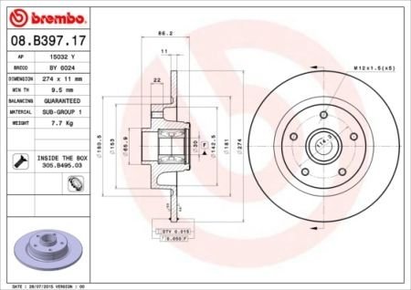 Автозапчасть BREMBO 08B39717 (фото 1)
