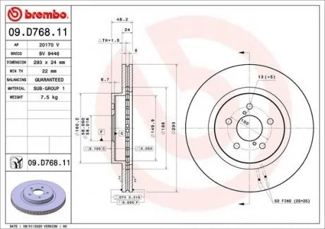 Гальмівний диск BREMBO 09D76811