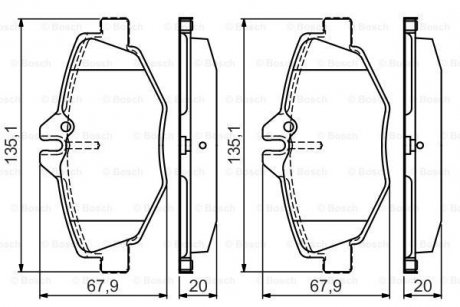 Колодки гальмівні (передні) MB E-class (W211) 02-09 Q+ (з датчиками) BOSCH 0986495433 (фото 1)