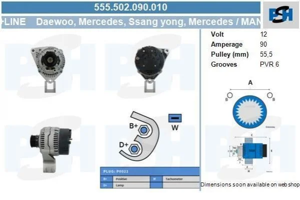 Генератор Mercedes 90A PSH 555502090010 (фото 1)