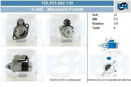 Стартер Mitsubishi 0.9 kw PSH 150553082130