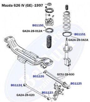 Сайлентблок важеля (заднего/наружний) Mazda 626 92-97 31.5x14x41/31) BELGUM PARTS BG1123
