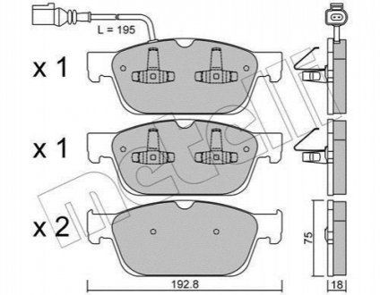 Комплект гальмівних колодок (дискових) METELLI 22-0831-0